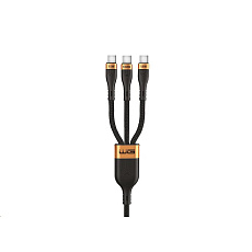 WG - Datový kabel 3v1 Type-C na 3x Type-C, 90 cm, 100 W + 15 W + 15 W, černá WG - Datový kabel 3v1 Type-C na 3x Type-C, 90 cm, 100 W + 15 W + 15 W, černá