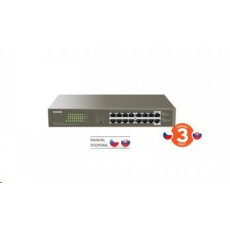 Tenda TEG1116P-16-150W - PoE AT Switch 135Watt, 16xRJ45 Switch s 16x 10/100/1000 Mbps PoE, Fanless, Kov Tenda TEG1116P-16-150W - PoE AT Switch 135Watt, 16xRJ45 Switch s 16x 10/100/1000 Mbps PoE, Fanless, Kov