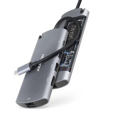 AXAGON HMC-6M2, USB 3.2 Gen 1 hub, porty 2x USB-A, HDMI, RJ-45 GLAN, SATA M.2 slot, PD 100W, kabel USB-C 18cm AXAGON HMC-6M2, USB 3.2 Gen 1 hub, porty 2x USB-A, HDMI, RJ-45 GLAN, SATA M.2 slot, PD 100W, kabel USB-C 18cm